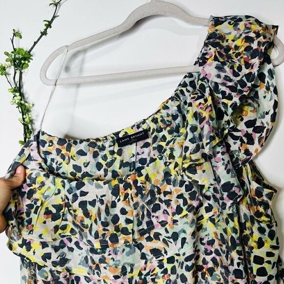 Lane Bryant Women's One-Shoulder Multicolored Animal Print Ruffled Top Size 22 - Picture 6 of 7